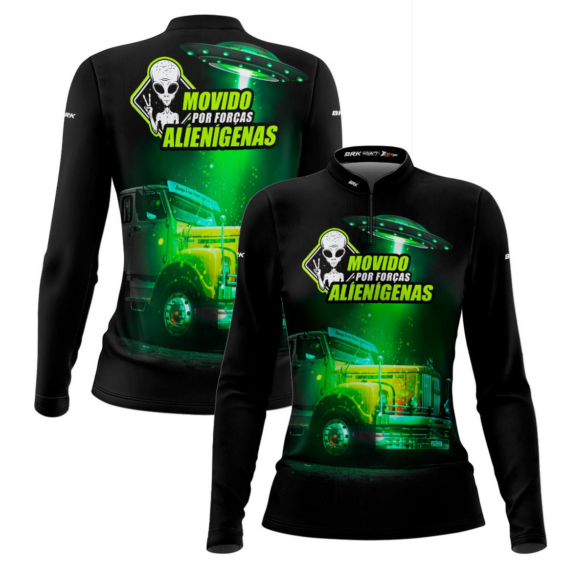 Camisa Feminina Brk Caminhão Movido Por Forças Alienígenas com Proteção UV50+