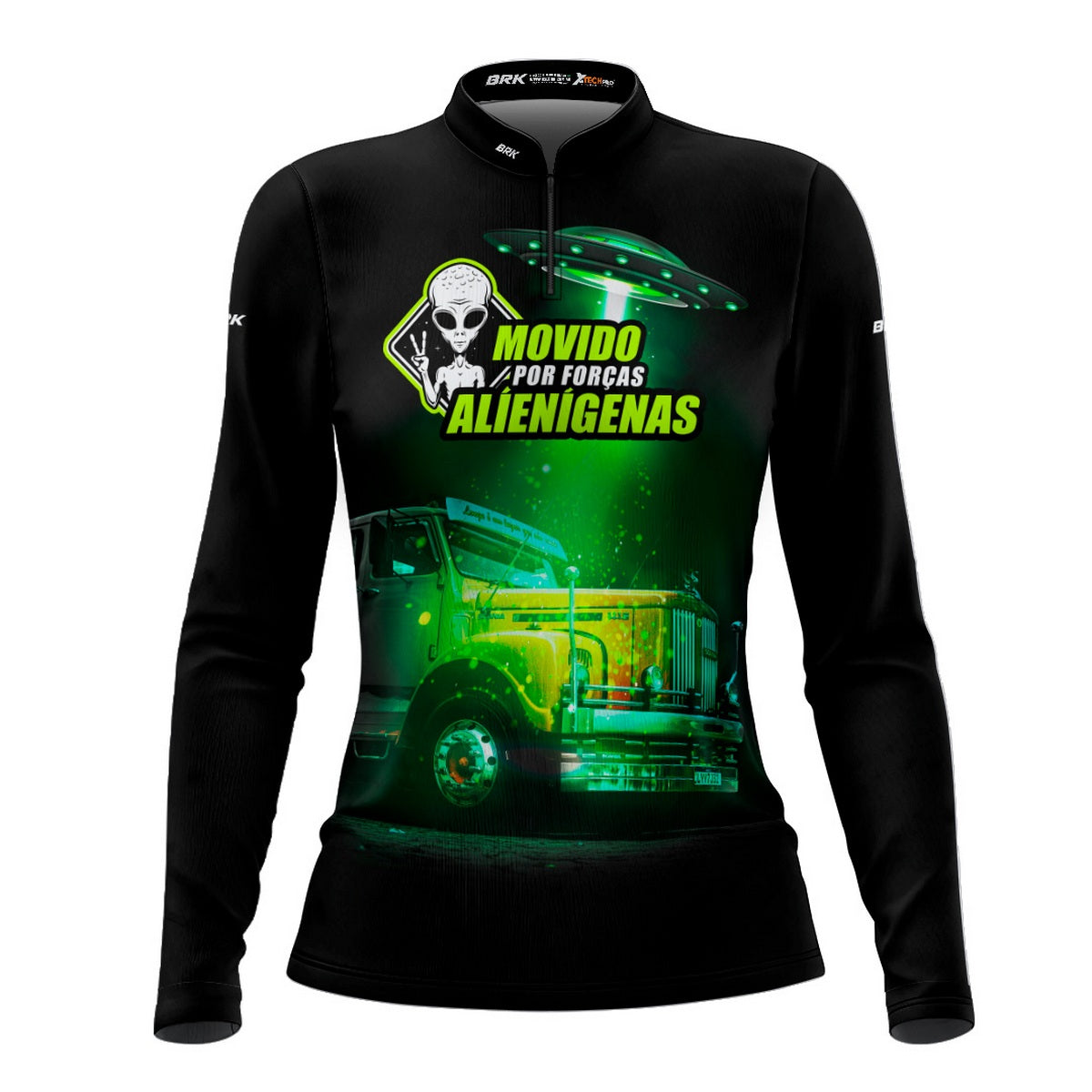 Camisa Feminina Brk Caminhão Movido Por Forças Alienígenas com Proteção UV50+