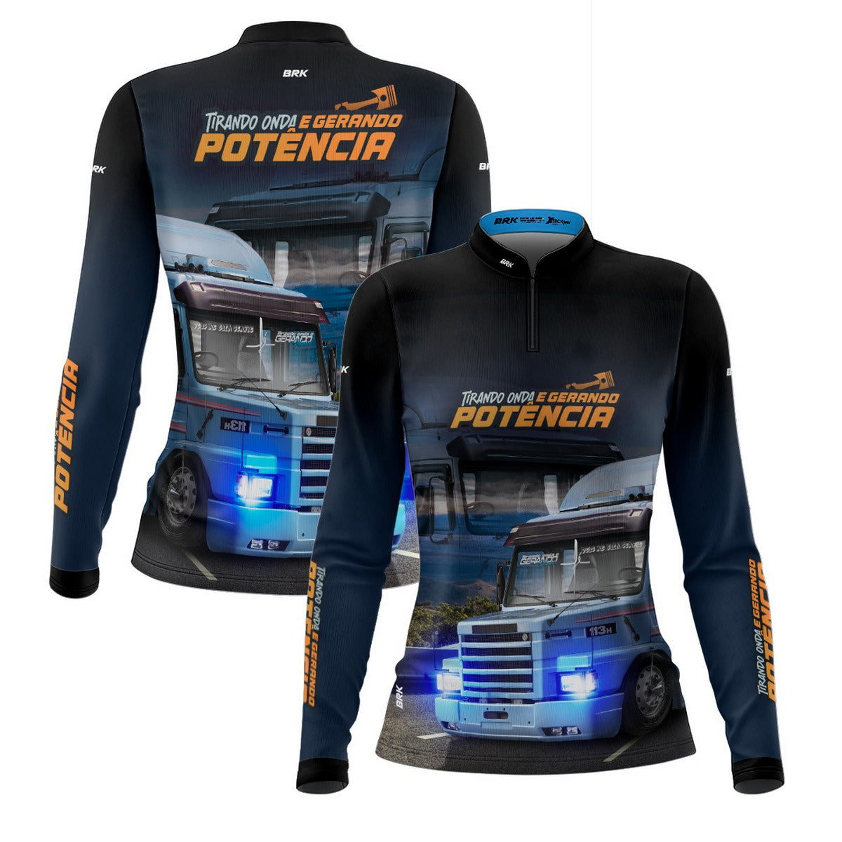 Camisa de Caminhão Feminina Brk Tirando Onda E Gerando Potência com Proteção Solar UV50+