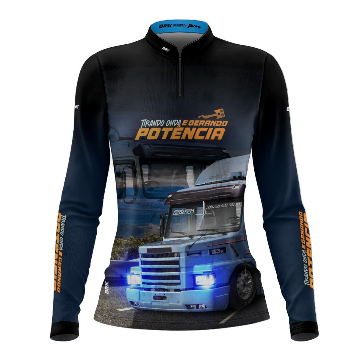 Camisa de Caminhão Feminina Brk Tirando Onda E Gerando Potência com Proteção Solar UV50+