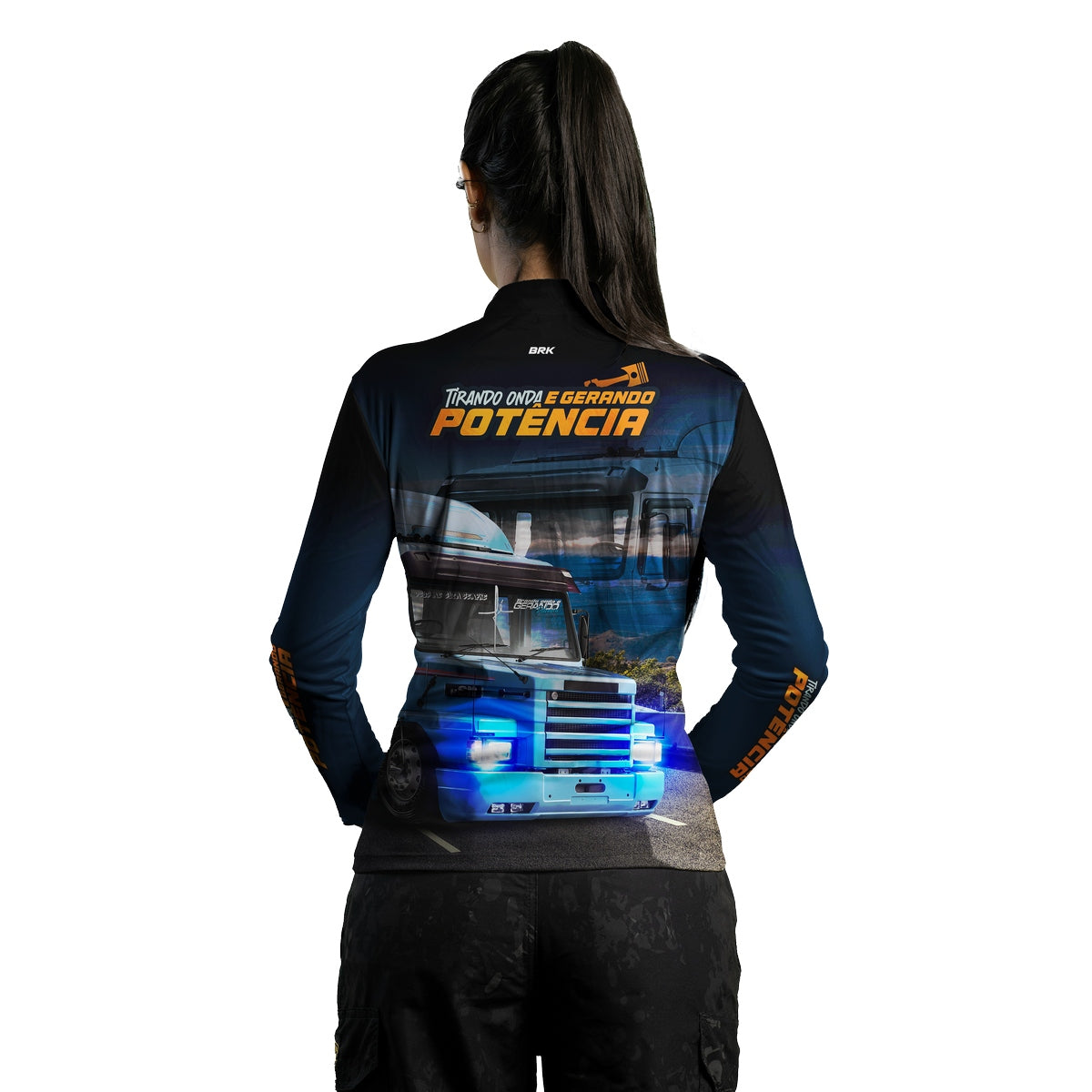 Camisa de Caminhão Feminina Brk Tirando Onda E Gerando Potência com Proteção Solar UV50+