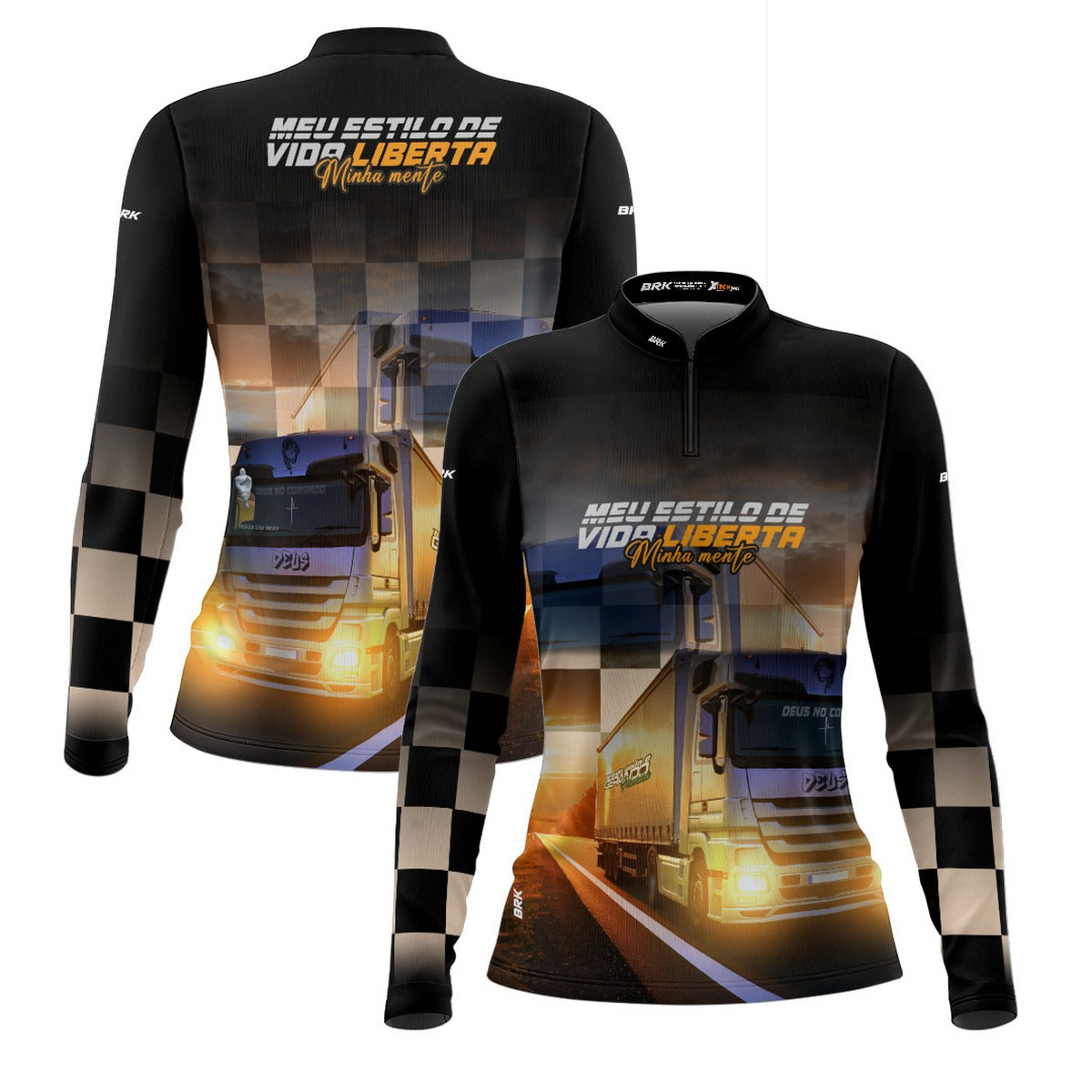 Camisa de Caminhão Feminina Brk Meu Estilo Liberta com UV50+