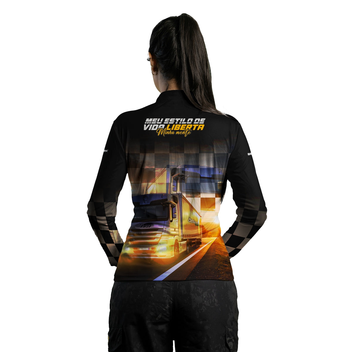 Camisa de Caminhão Feminina Brk Meu Estilo Liberta com UV50+