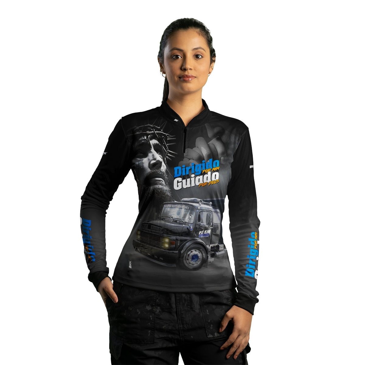 Camisa Feminina Motors Brk Dirigido Por Mim, Guiado Por Deus com UV50+