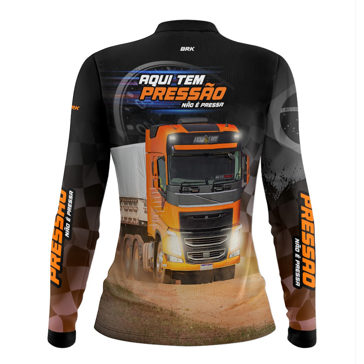Camisa de Caminhão Feminina Brk Aqui Tem Pressão com UV50+
