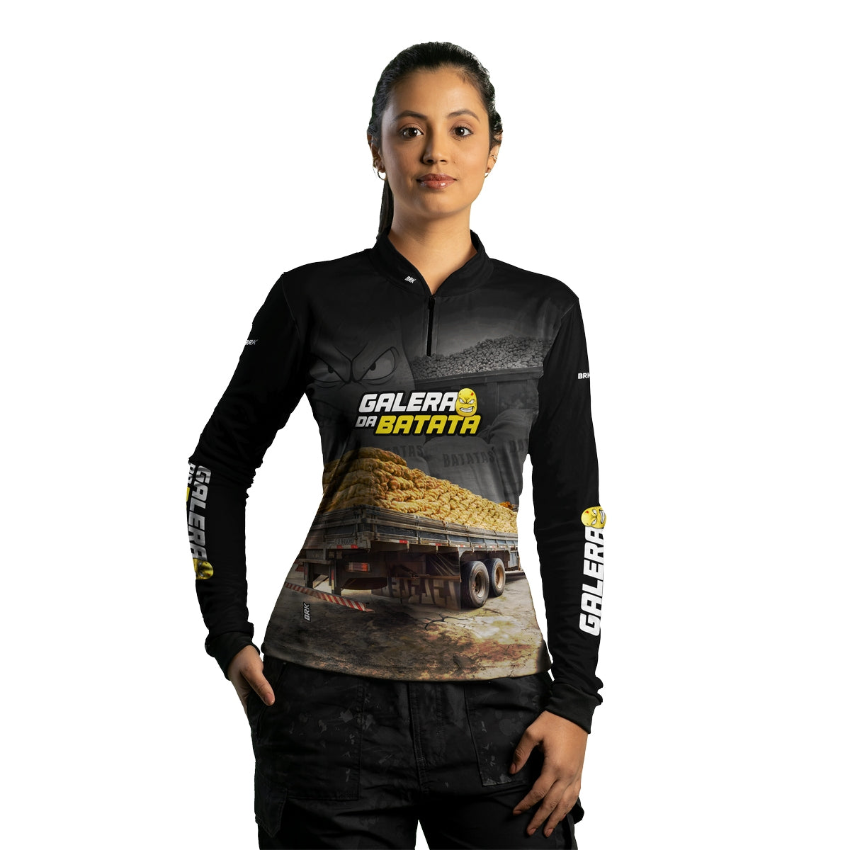 Camisa de Caminhão Feminina Brk Galera da Batata com UV50+