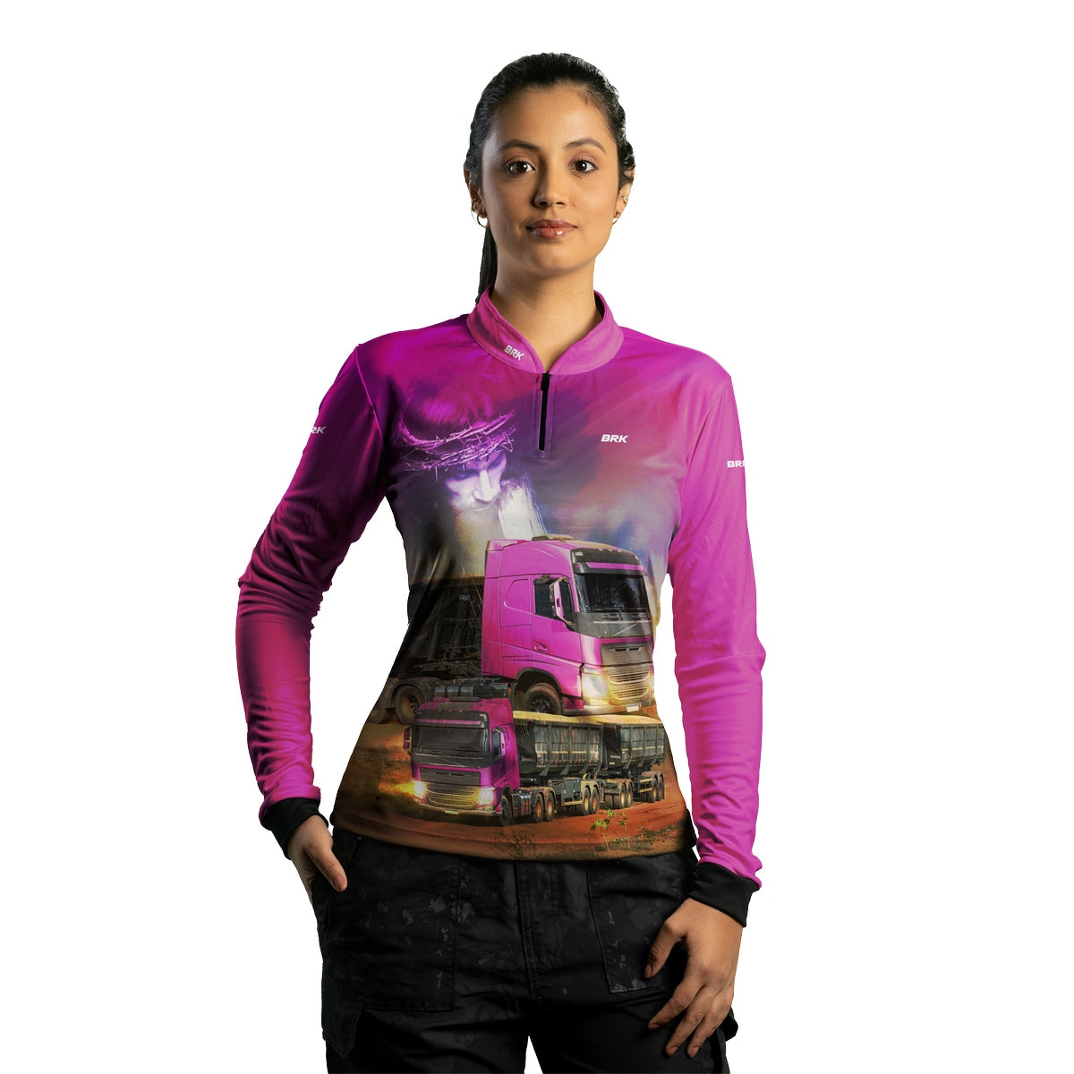 Camisa de Caminhão Feminina Brk Caminhão de Rodagem com UV50+