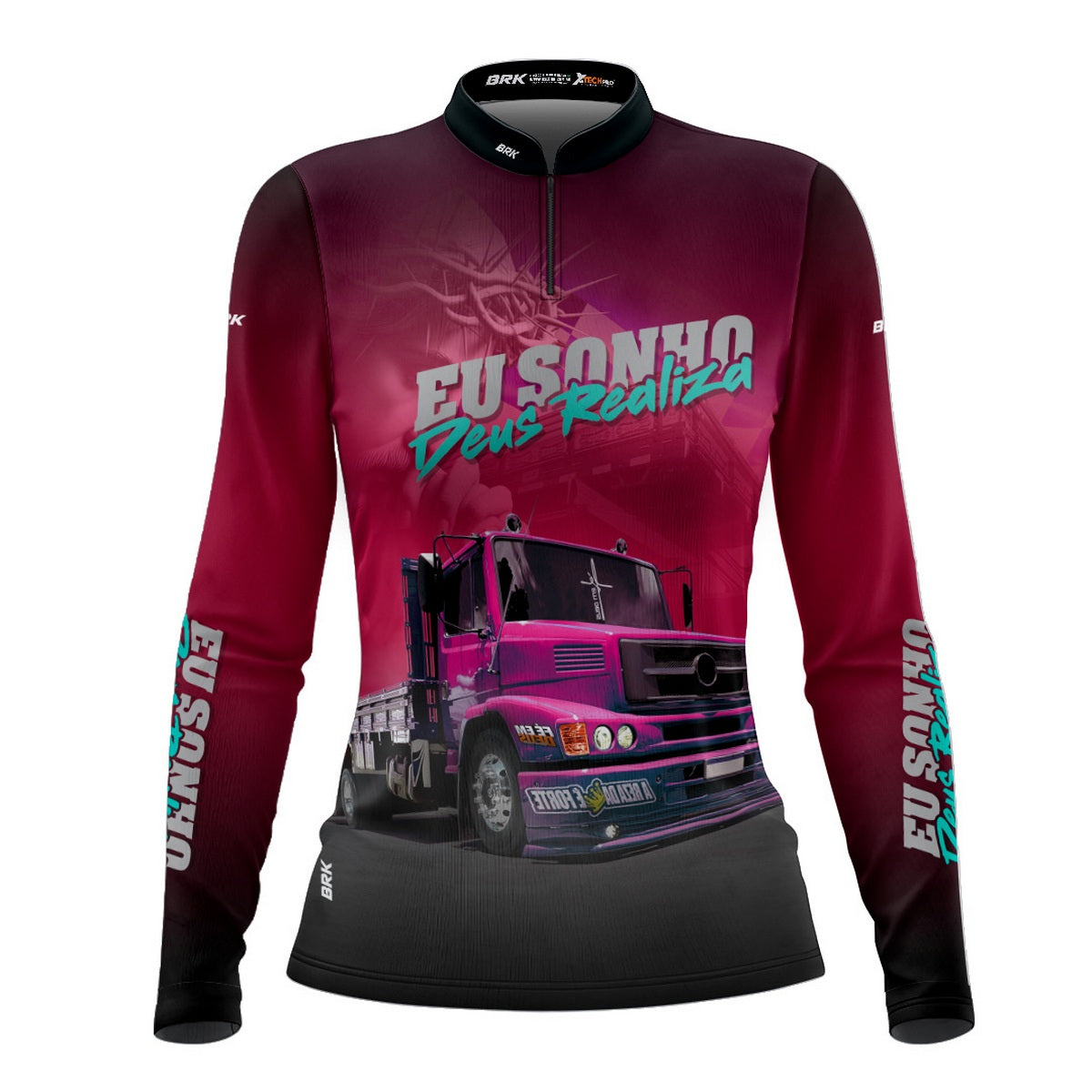 Camisa de Caminhão Feminina Brk Deus Realiza com UV50+