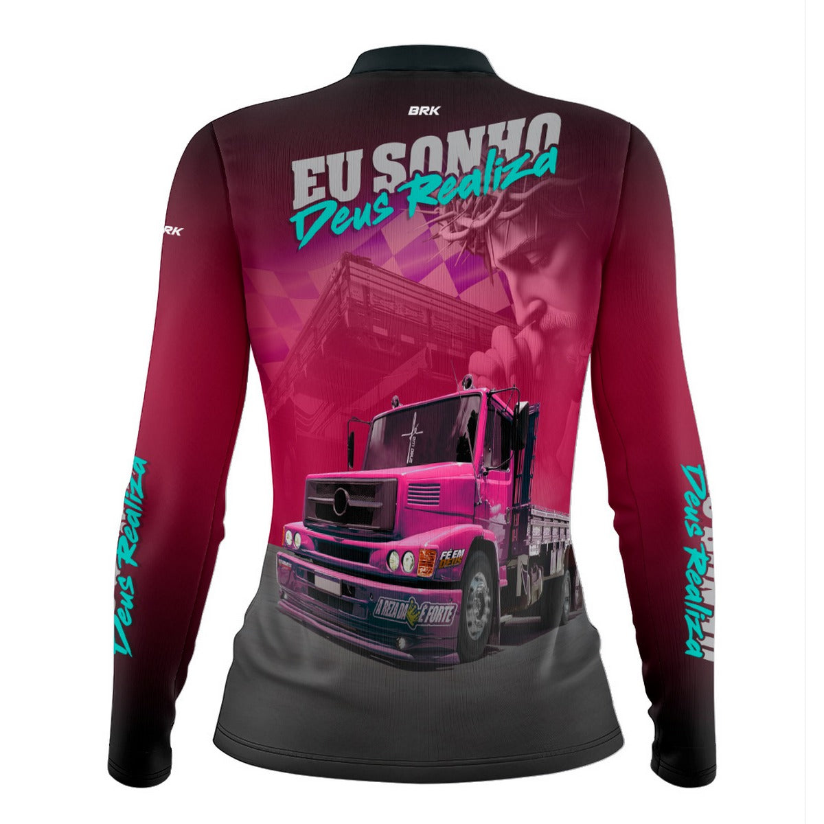 Camisa de Caminhão Feminina Brk Deus Realiza com UV50+