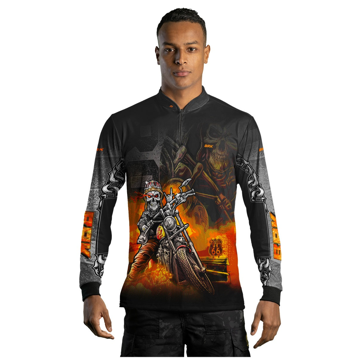 Camisa de Motociclismo Brk  Route 66 com Proteção Solar UV50+