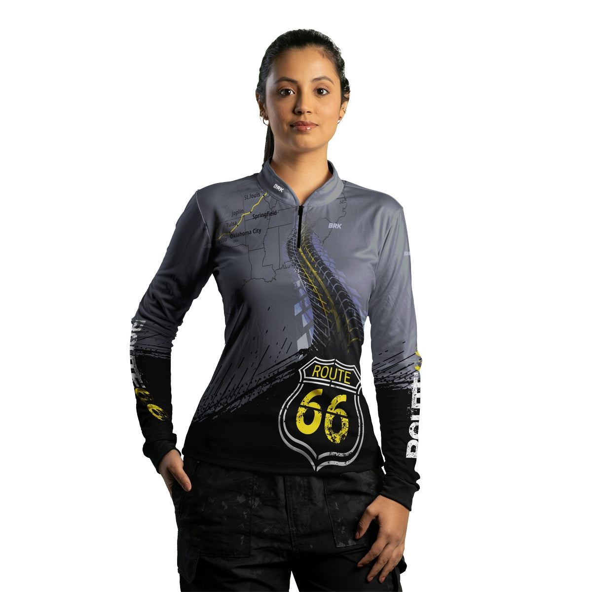 Camisa de Motociclismo Feminina Brk Rota 66 USA com Proteção Solar UV50+