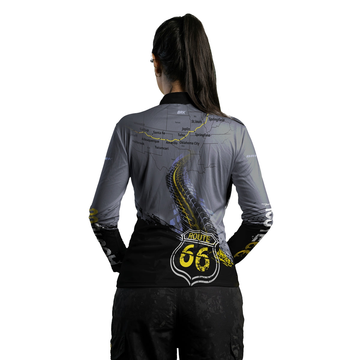 Camisa de Motociclismo Feminina Brk Rota 66 USA com Proteção Solar UV50+