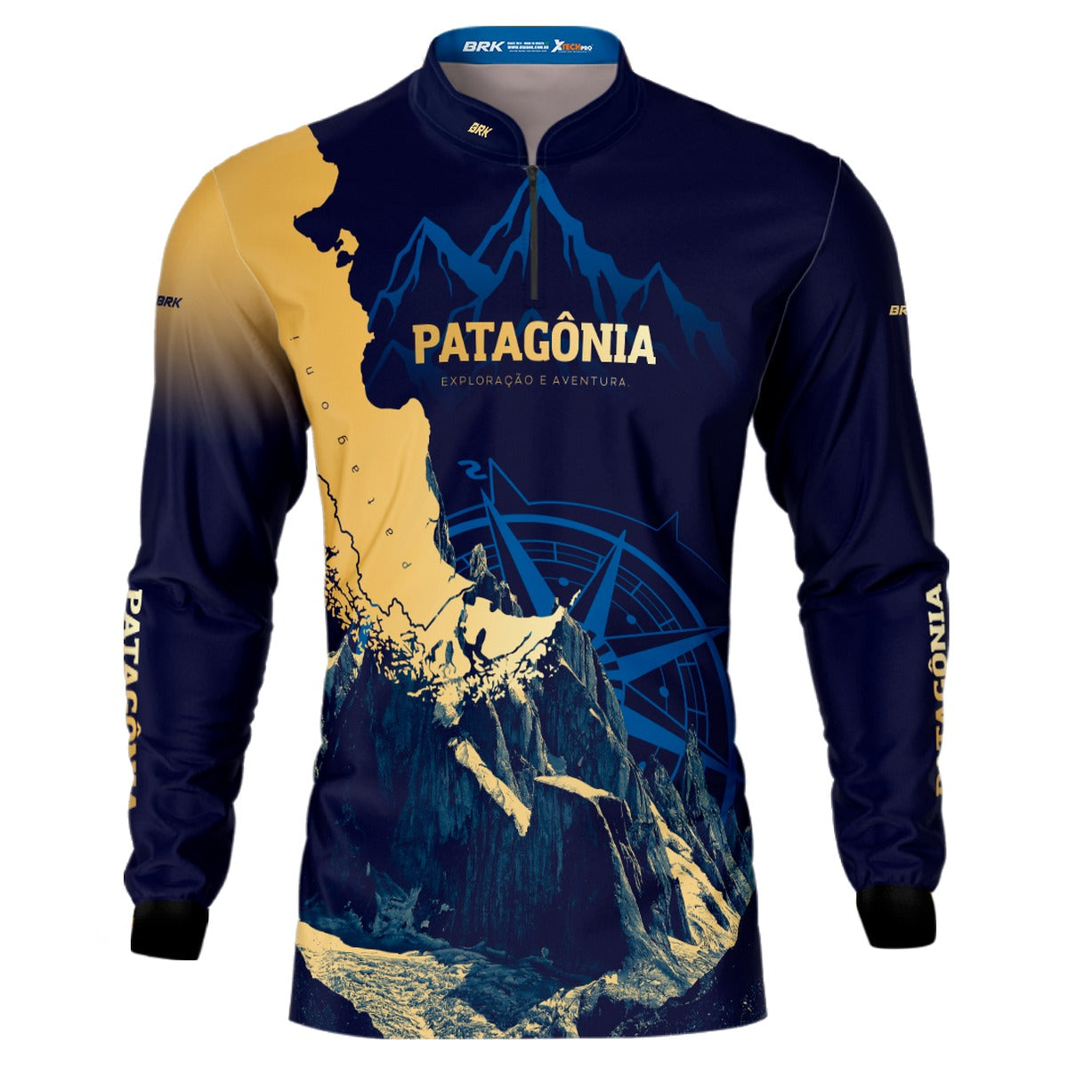 Camisa de Motociclismo Brk Azul Escura Expedição Patagônia com Proteção Solar UV50+