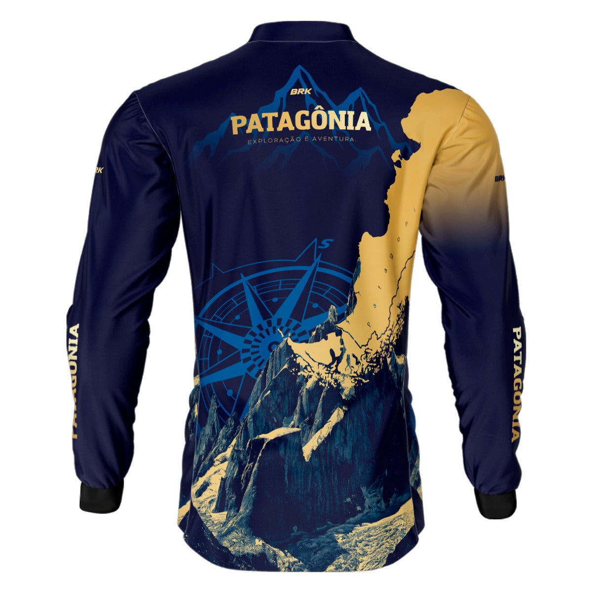 Camisa de Motociclismo Brk Azul Escura Expedição Patagônia com Proteção Solar UV50+