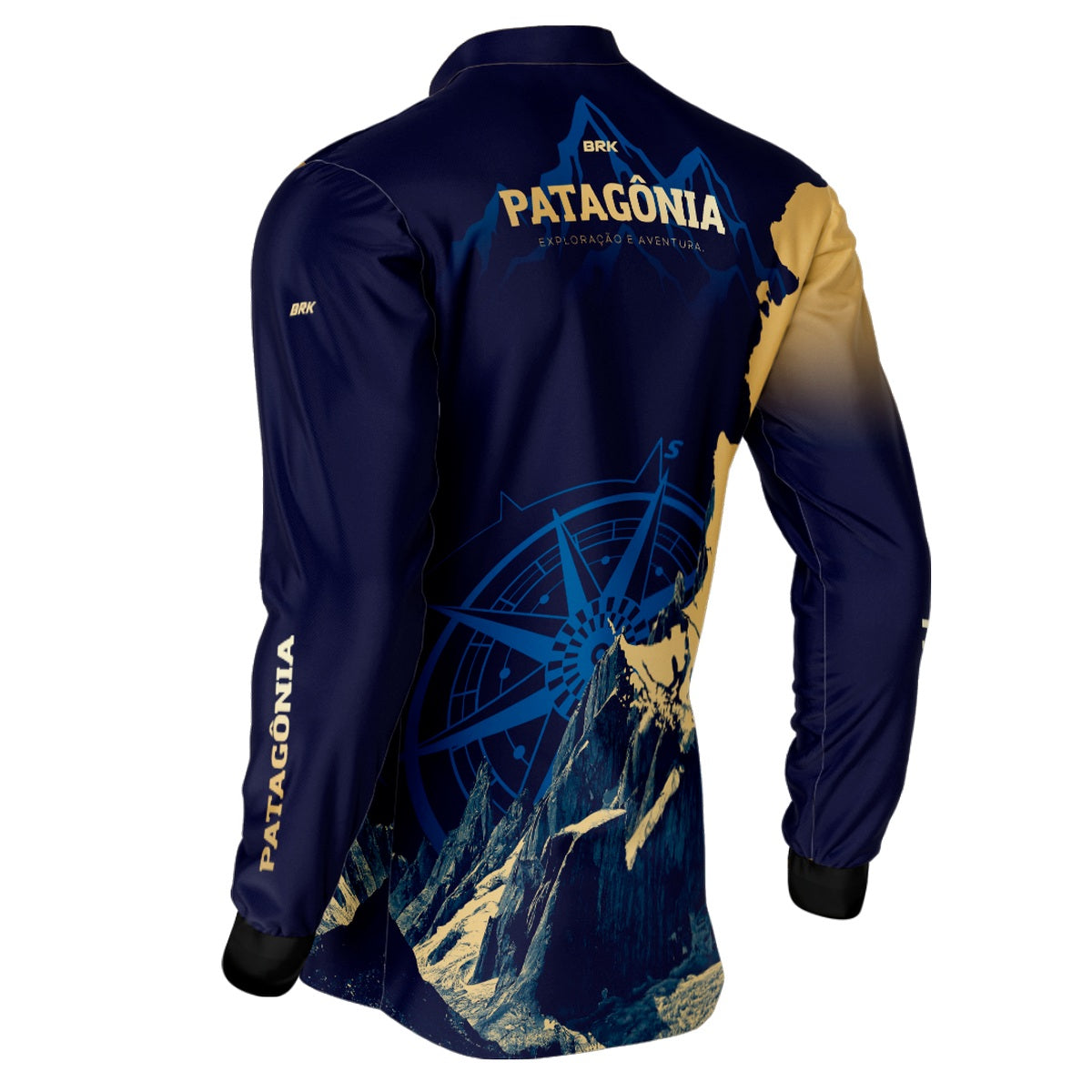 Camisa de Motociclismo Brk Azul Escura Expedição Patagônia com Proteção Solar UV50+