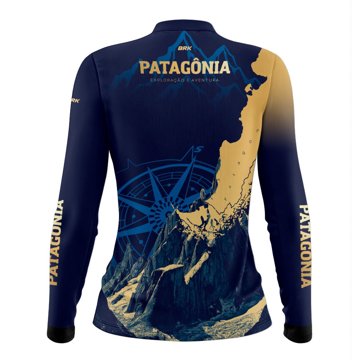 Camisa de Motociclismo Feminina Brk Azul Escura Expedição Patagônia com Proteção Solar UV50+