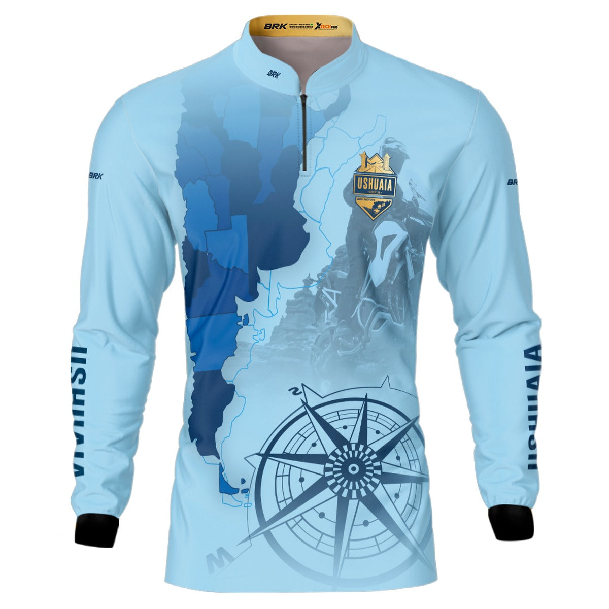 Camisa de Motociclismo Brk Expedição Ushuaia Azul Clara 2 com Proteção Solar UV50+