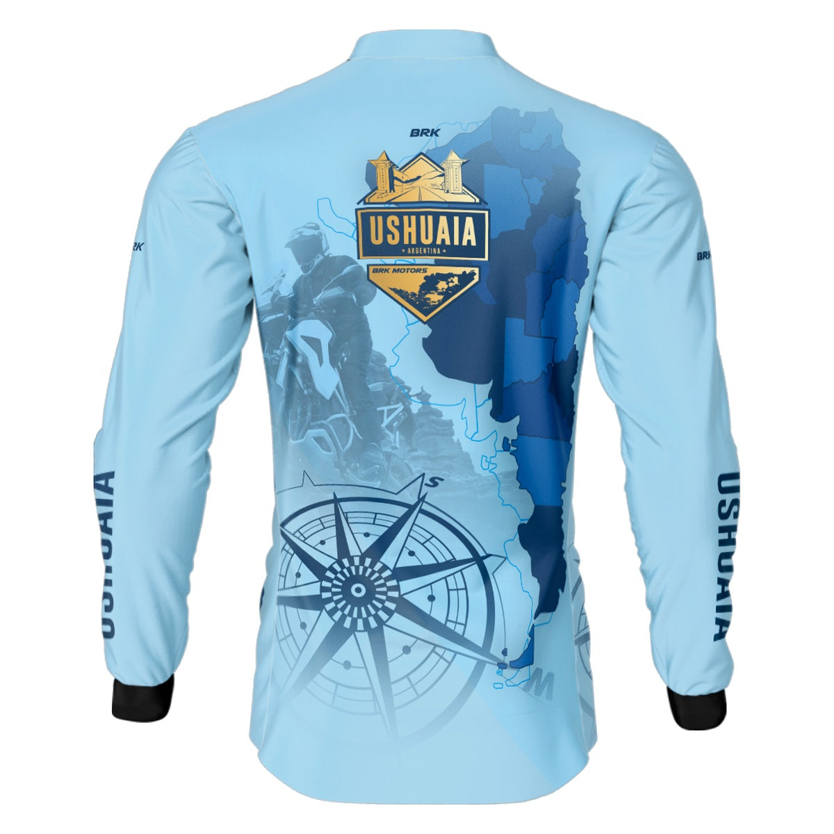Camisa de Motociclismo Brk Expedição Ushuaia Azul Clara 2 com Proteção Solar UV50+