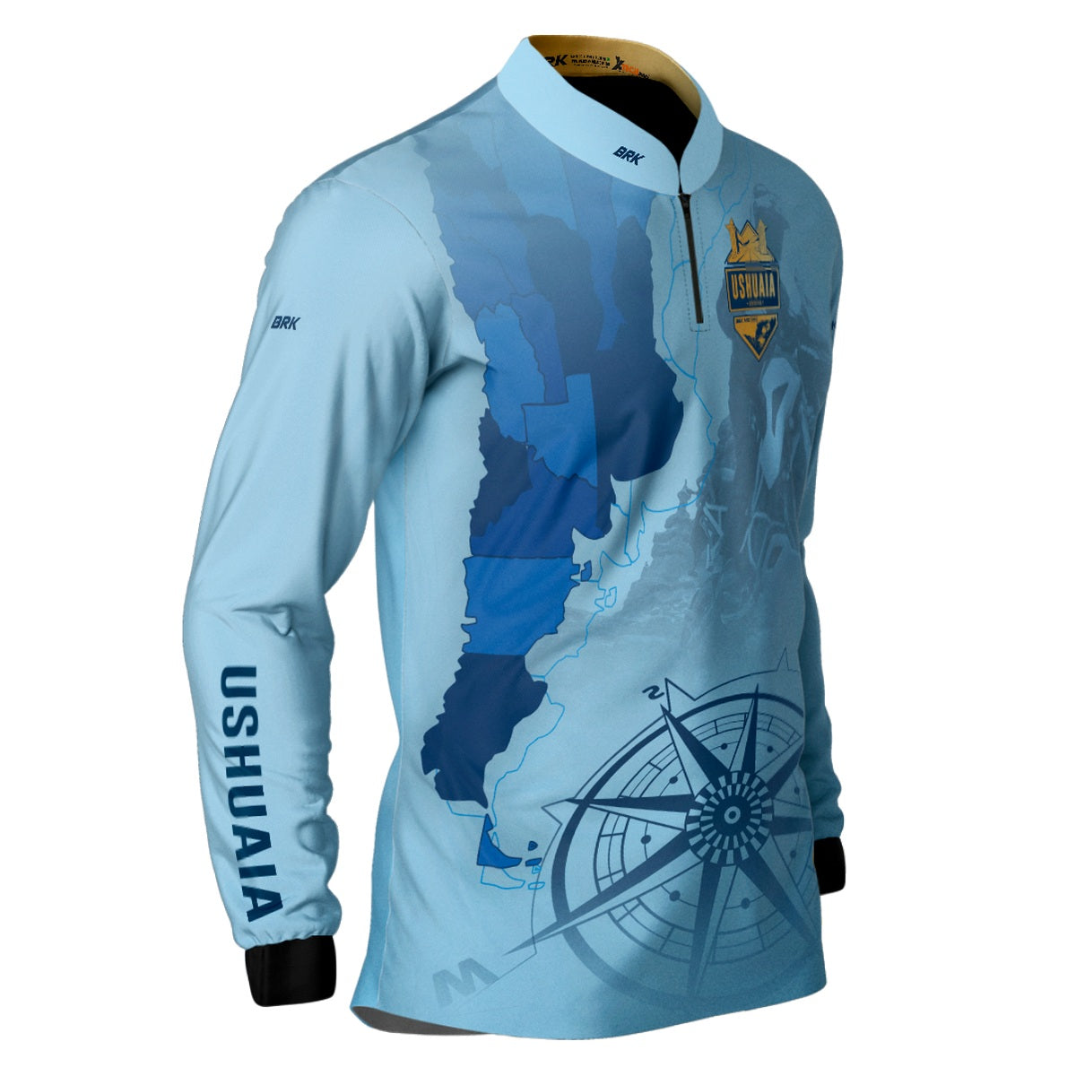 Camisa de Motociclismo Brk Expedição Ushuaia Azul Clara 2 com Proteção Solar UV50+