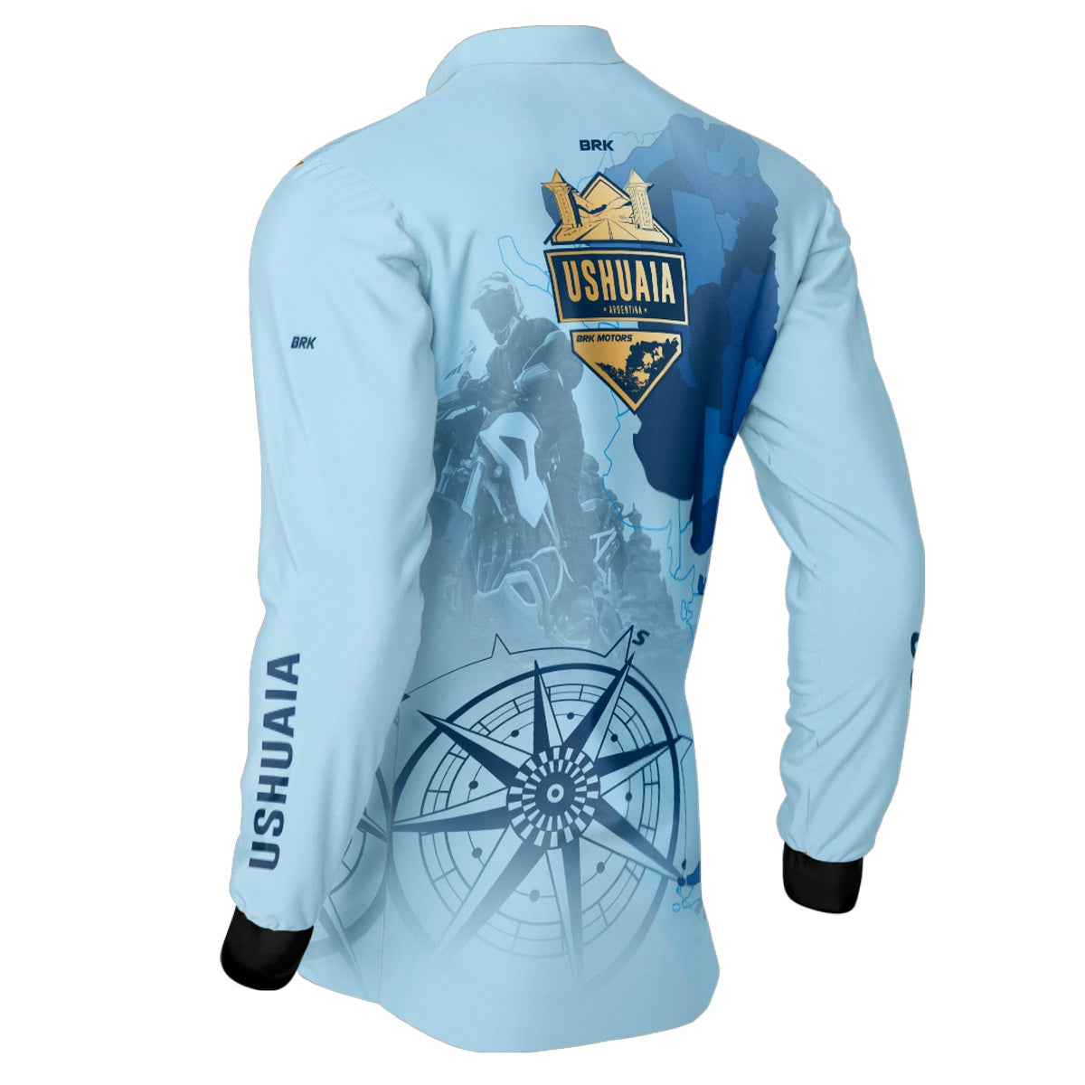 Camisa de Motociclismo Brk Expedição Ushuaia Azul Clara 2 com Proteção Solar UV50+
