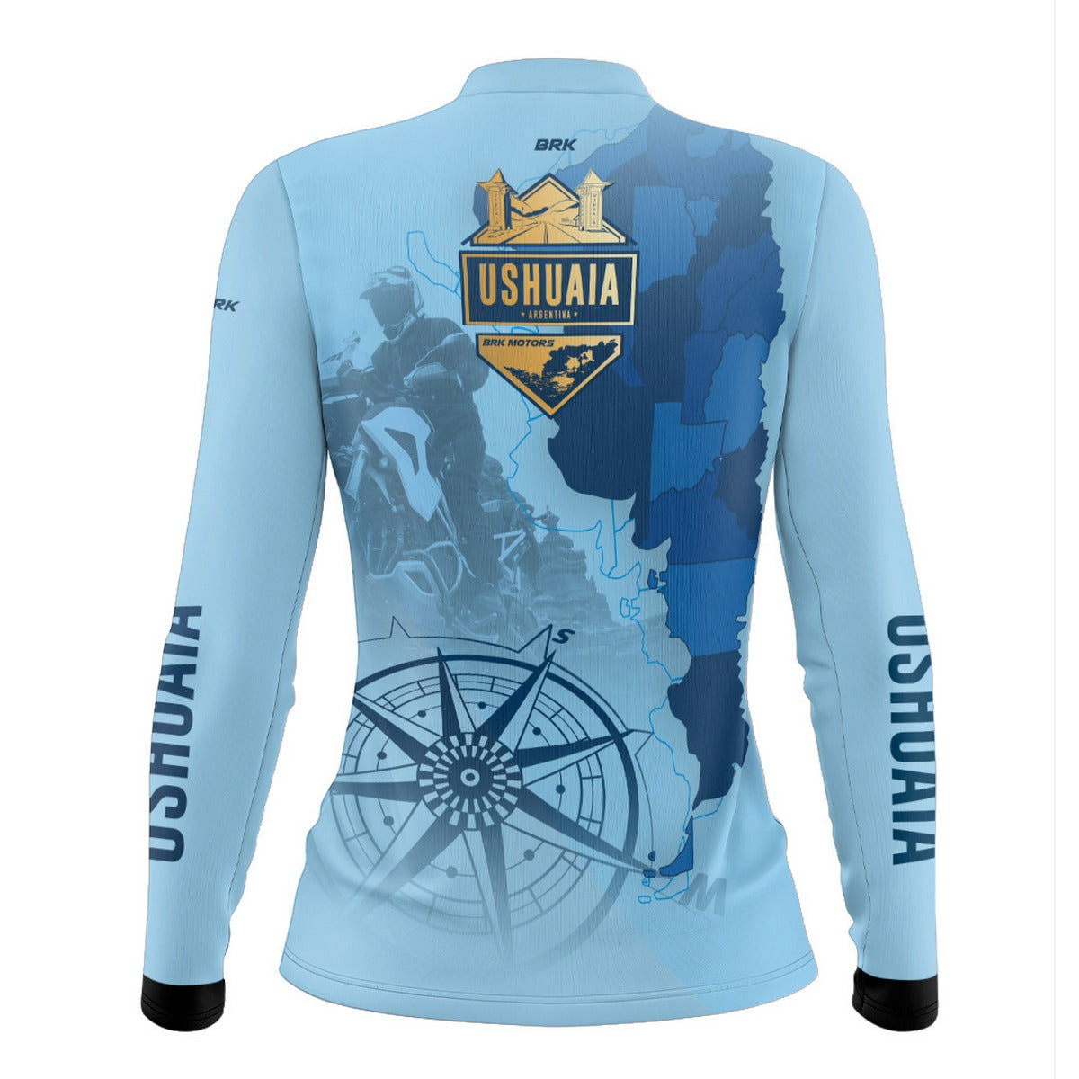 Camisa de Motociclismo Feminina Brk Expedição Ushuaia Azul Clara 2 com Proteção Solar UV50+