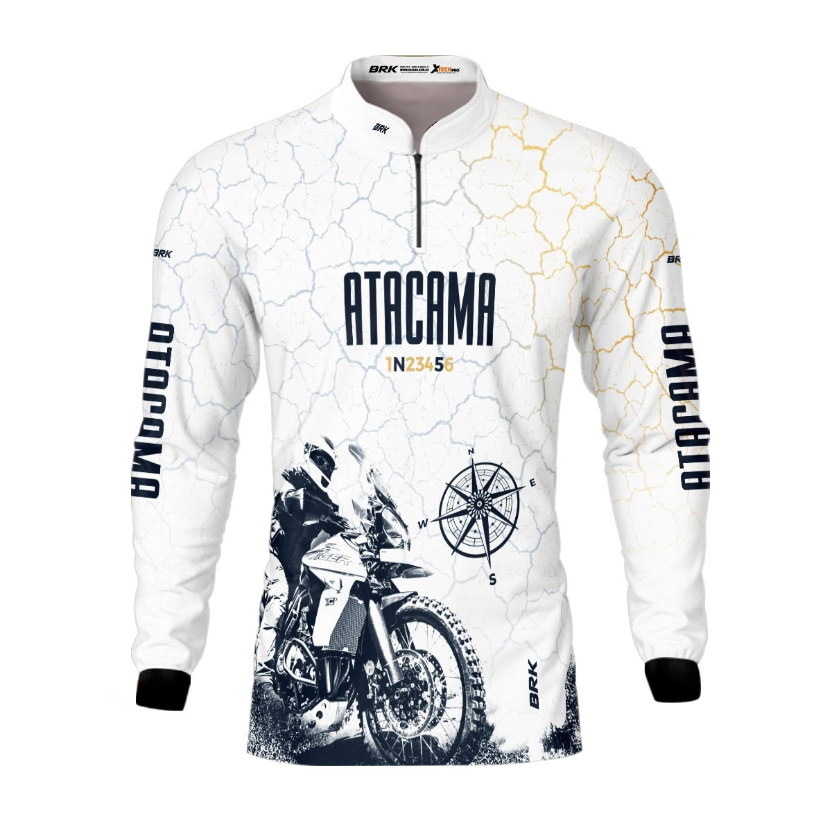 Camisa de Motociclismo Brk Branca Atacama Chile com Proteção Solar UV50+