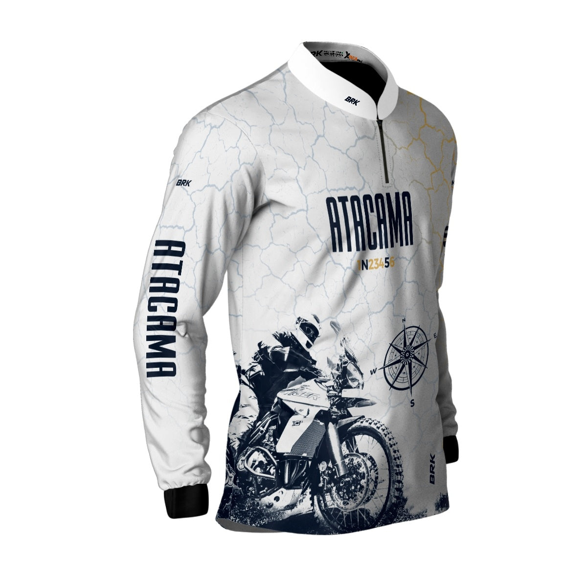 Camisa de Motociclismo Brk Branca Atacama Chile com Proteção Solar UV50+
