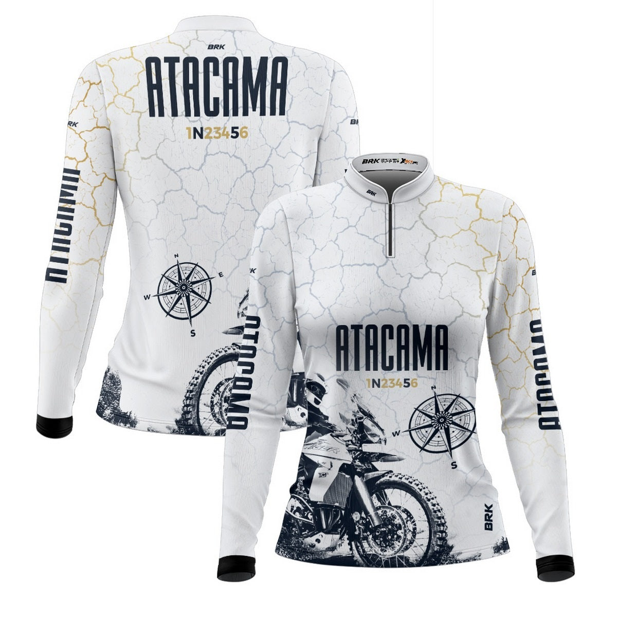 Camisa de Motociclismo Feminina Brk Branca Atacama Chile com Proteção Solar UV50+