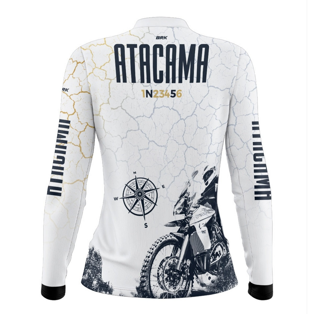 Camisa de Motociclismo Feminina Brk Branca Atacama Chile com Proteção Solar UV50+