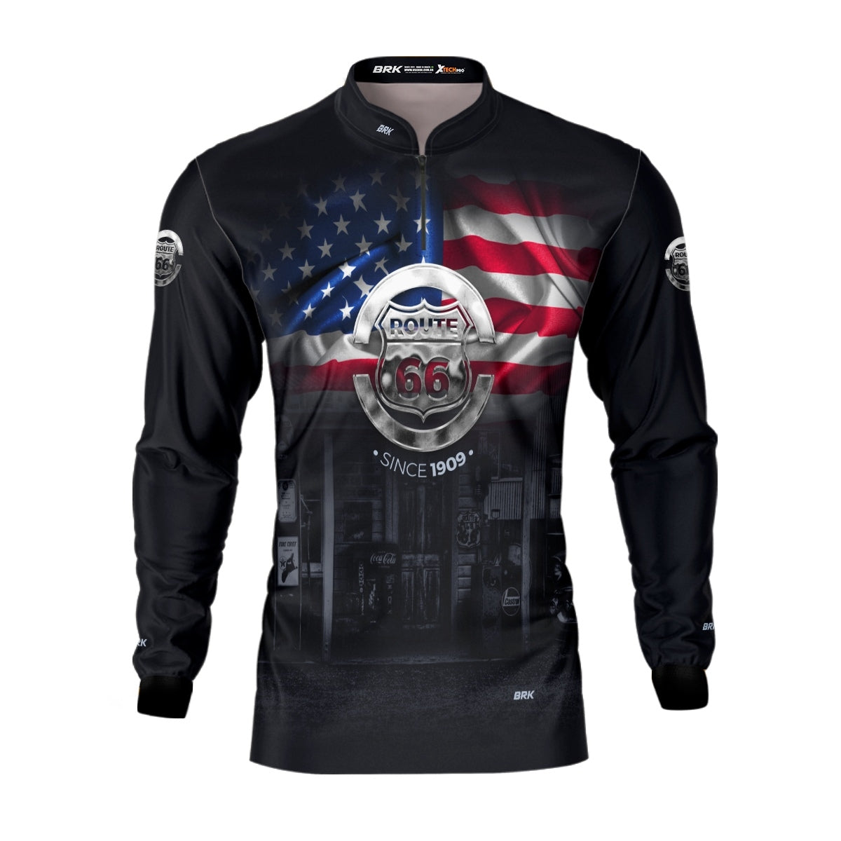 Camisa de Motociclismo Brk Route 66 Vintage com Proteção Solar UV50+