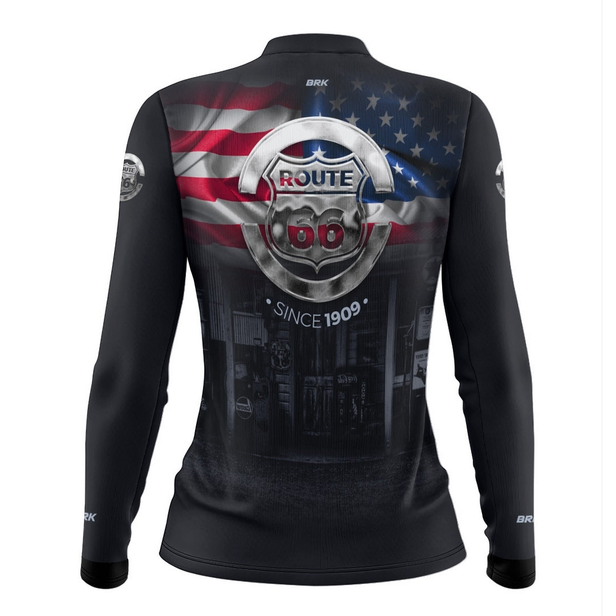 Camisa de Motociclismo Feminina Brk Route 66 Vintage com Proteção Solar UV50+