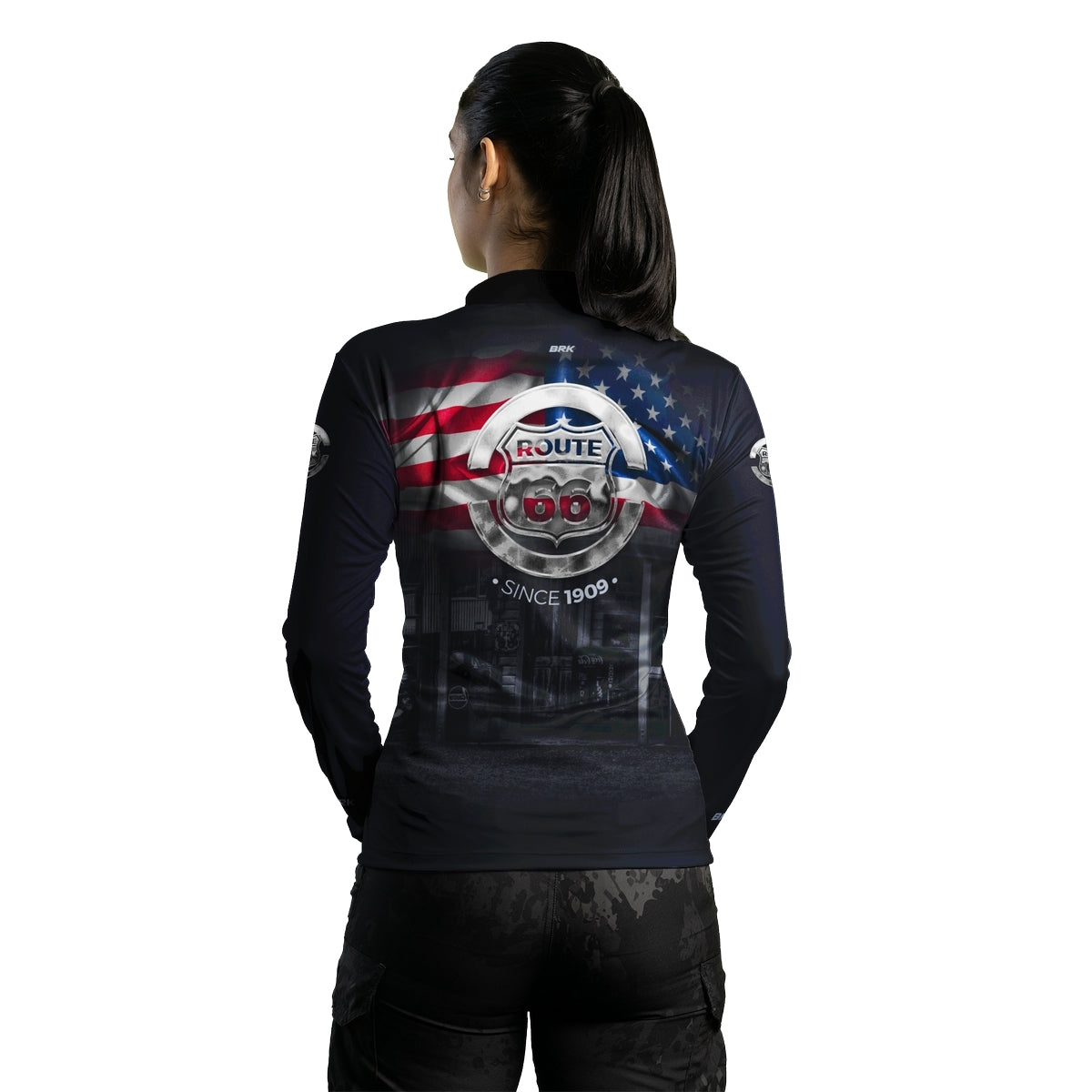 Camisa de Motociclismo Feminina Brk Route 66 Vintage com Proteção Solar UV50+