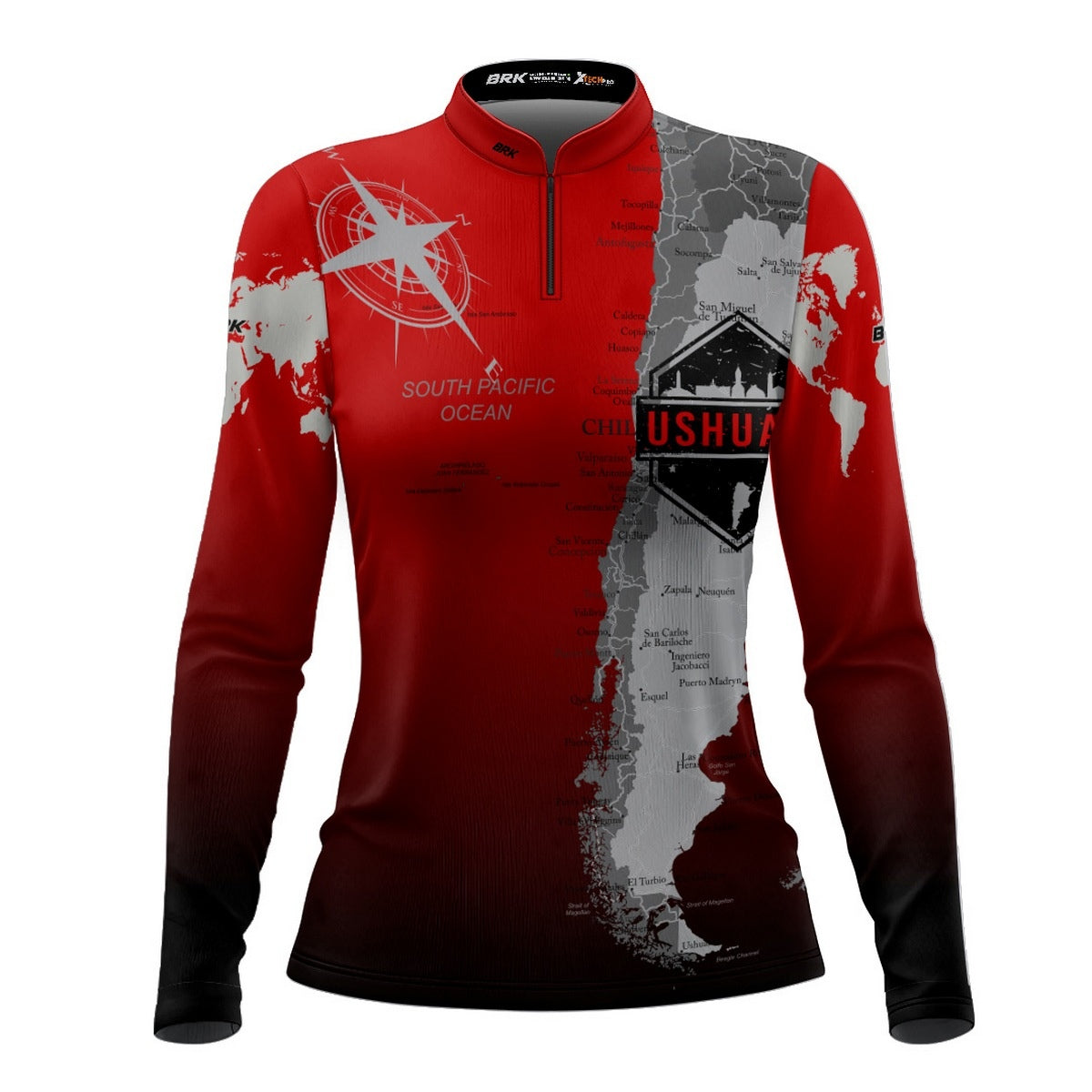 Camisa de Motociclismo Feminina Brk Off-Road 4X4 Expedição Ushuaia Vermelha com Proteção Solar UV50+