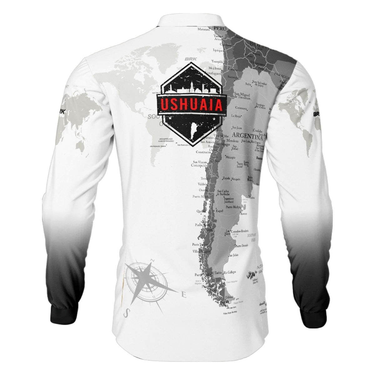 Camisa de Motociclismo Brk Expedição Ushuaia Argentina Branca com Proteção Solar UV50+