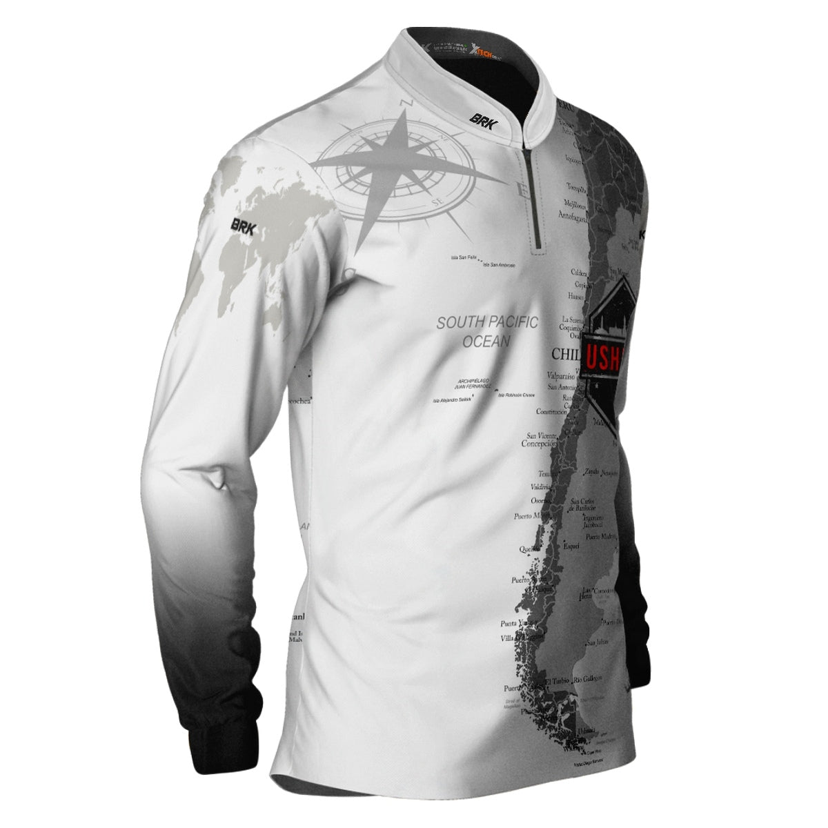 Camisa de Motociclismo Brk Expedição Ushuaia Argentina Branca com Proteção Solar UV50+
