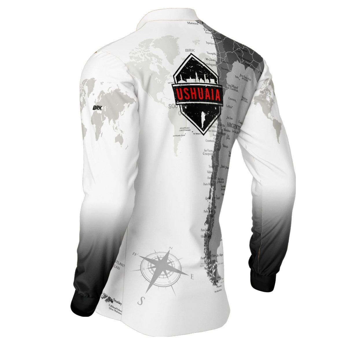 Camisa de Motociclismo Brk Expedição Ushuaia Argentina Branca com Proteção Solar UV50+