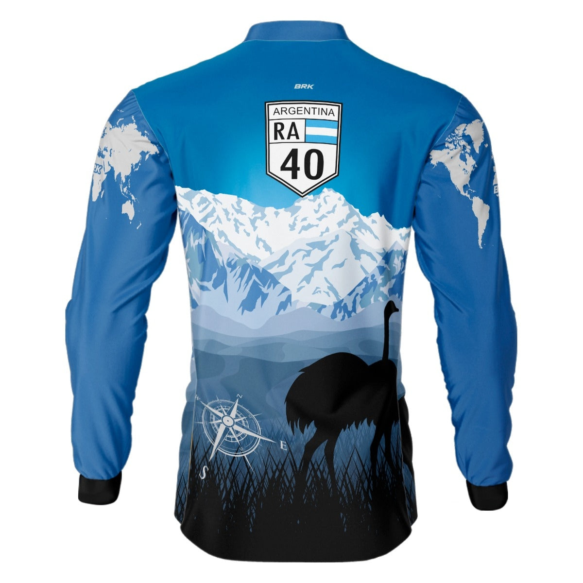 Camisa de Motociclismo Brk Expedição Argentina Patagônia Azul com Proteção Solar UV50+
