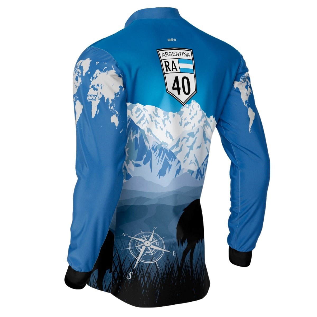 Camisa de Motociclismo Brk Expedição Argentina Patagônia Azul com Proteção Solar UV50+