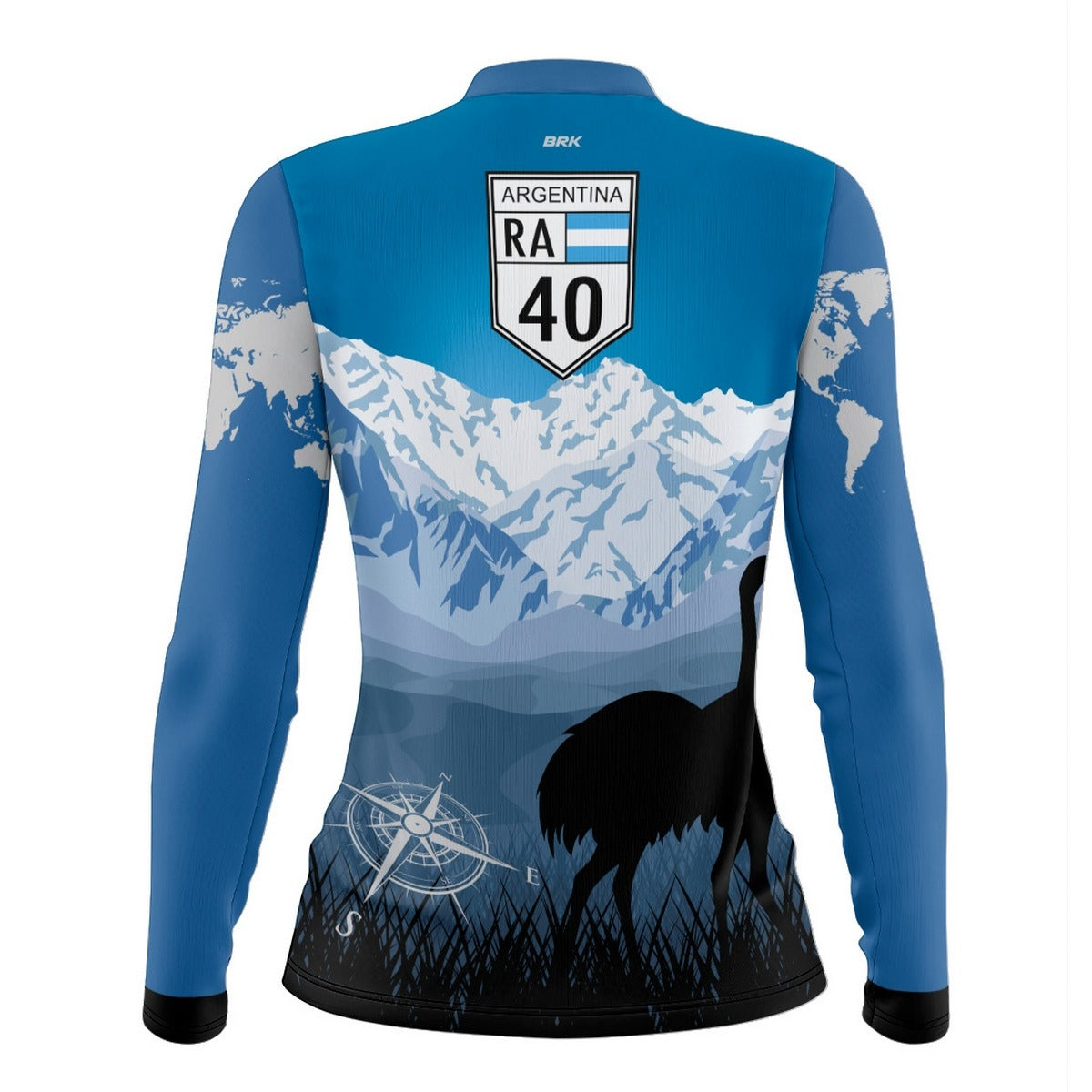 Camisa de Motociclismo Feminina Brk Expedição Argentina Patagônia Azul com Proteção Solar UV50+