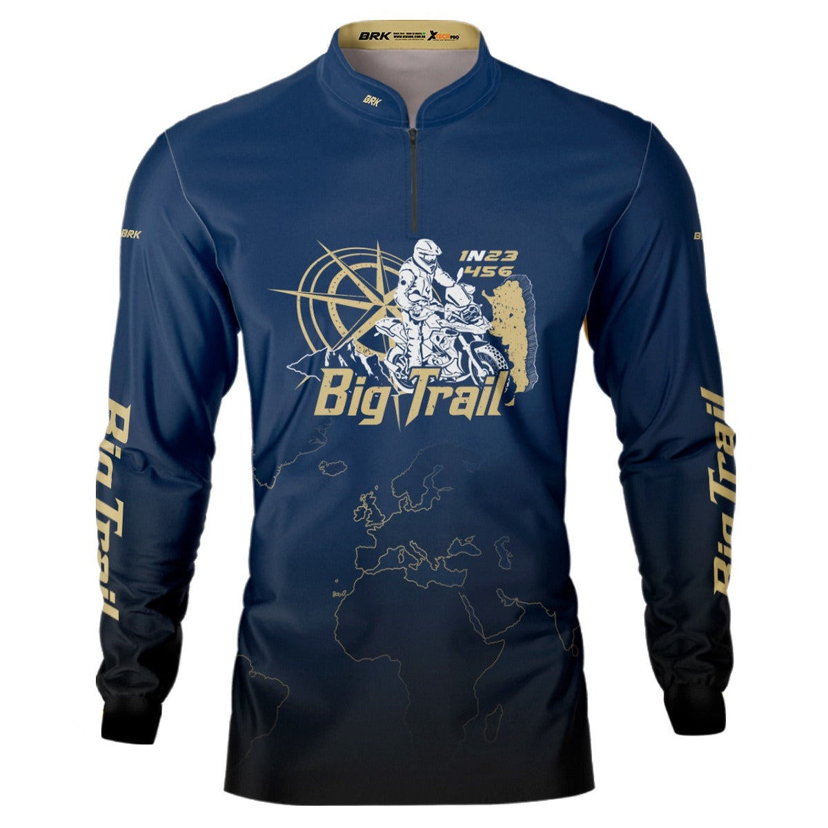Camisa de Motociclismo Brk Big Trail Expedição Argentina Azul Escuro com Proteção Solar UV50+