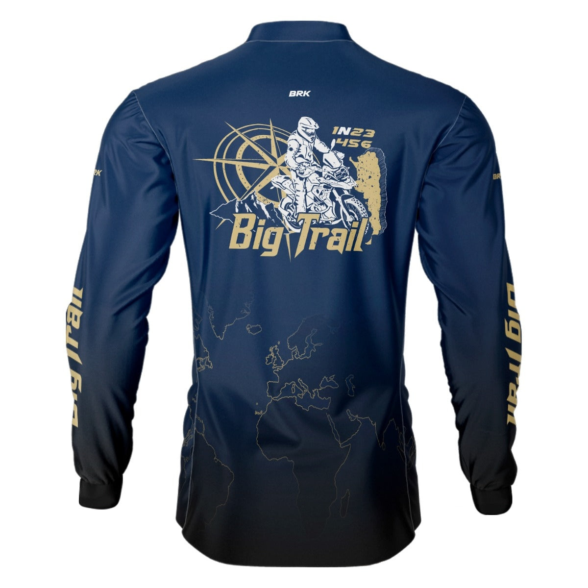 Camisa de Motociclismo Brk Big Trail Expedição Argentina Azul Escuro com Proteção Solar UV50+