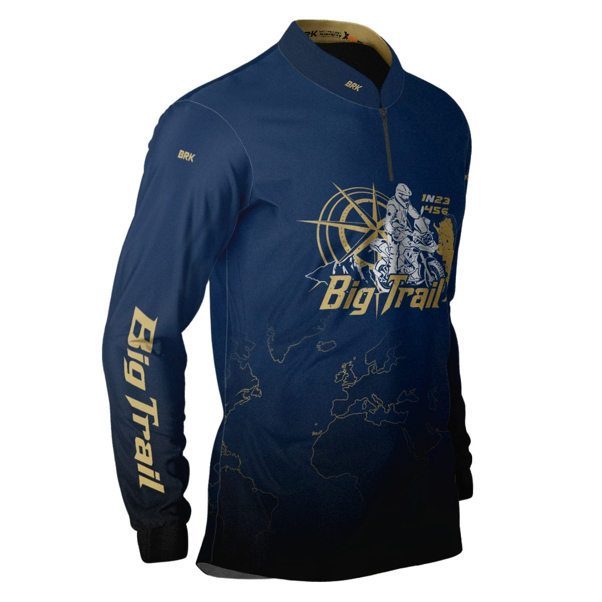 Camisa de Motociclismo Brk Big Trail Expedição Argentina Azul Escuro com Proteção Solar UV50+