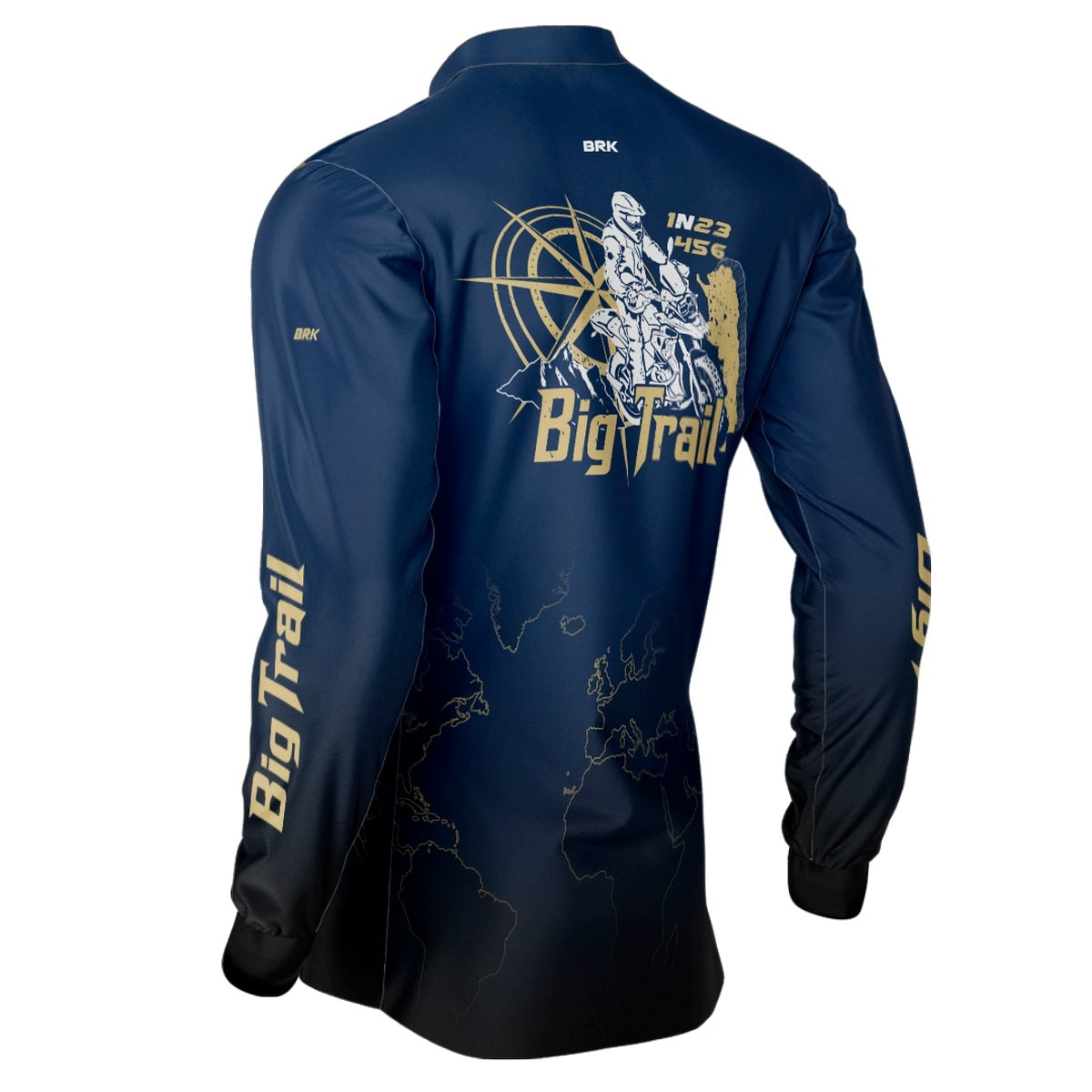 Camisa de Motociclismo Brk Big Trail Expedição Argentina Azul Escuro com Proteção Solar UV50+
