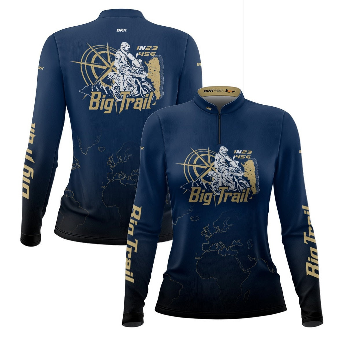 Camisa de Motociclismo Feminina Brk Big Trail Expedição Argentina Azul Escuro com Proteção Solar UV50+