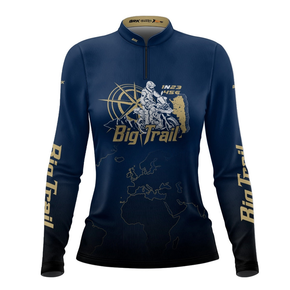 Camisa de Motociclismo Feminina Brk Big Trail Expedição Argentina Azul Escuro com Proteção Solar UV50+