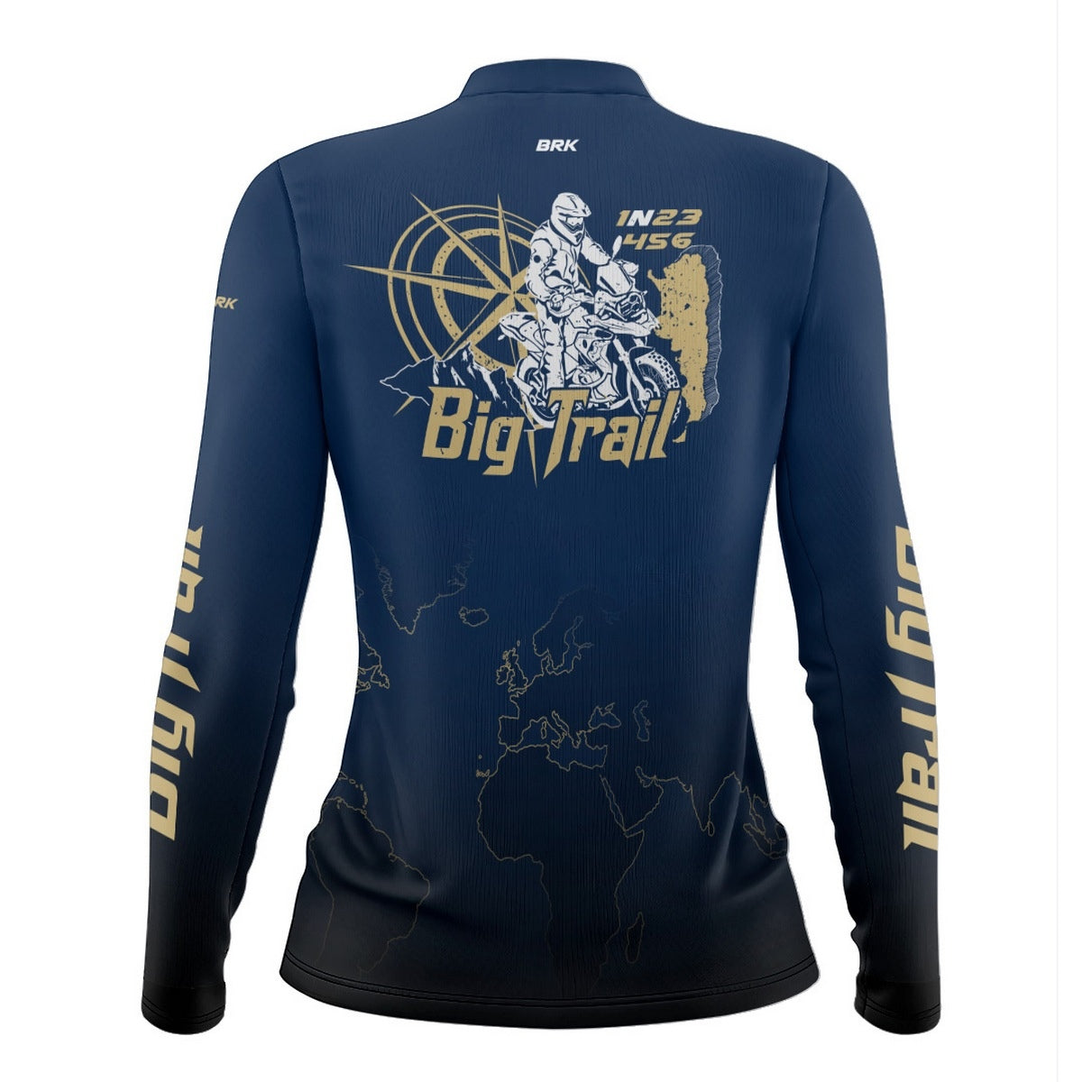 Camisa de Motociclismo Feminina Brk Big Trail Expedição Argentina Azul Escuro com Proteção Solar UV50+