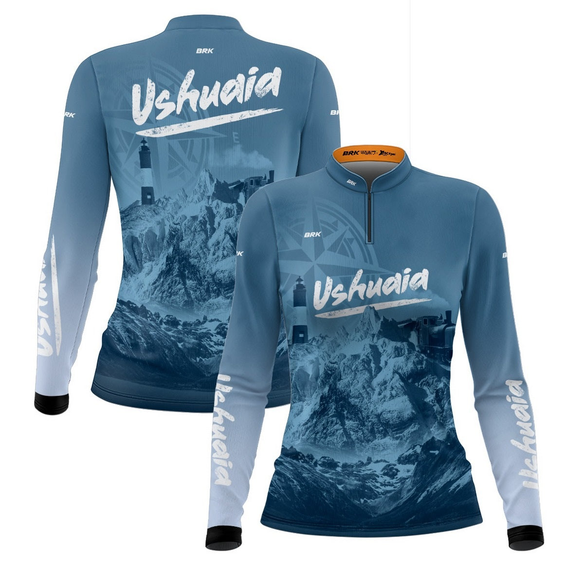 Camisa de Motociclismo Feminina Brk Expedição Ushuaia Azul com Proteção Solar UV50+