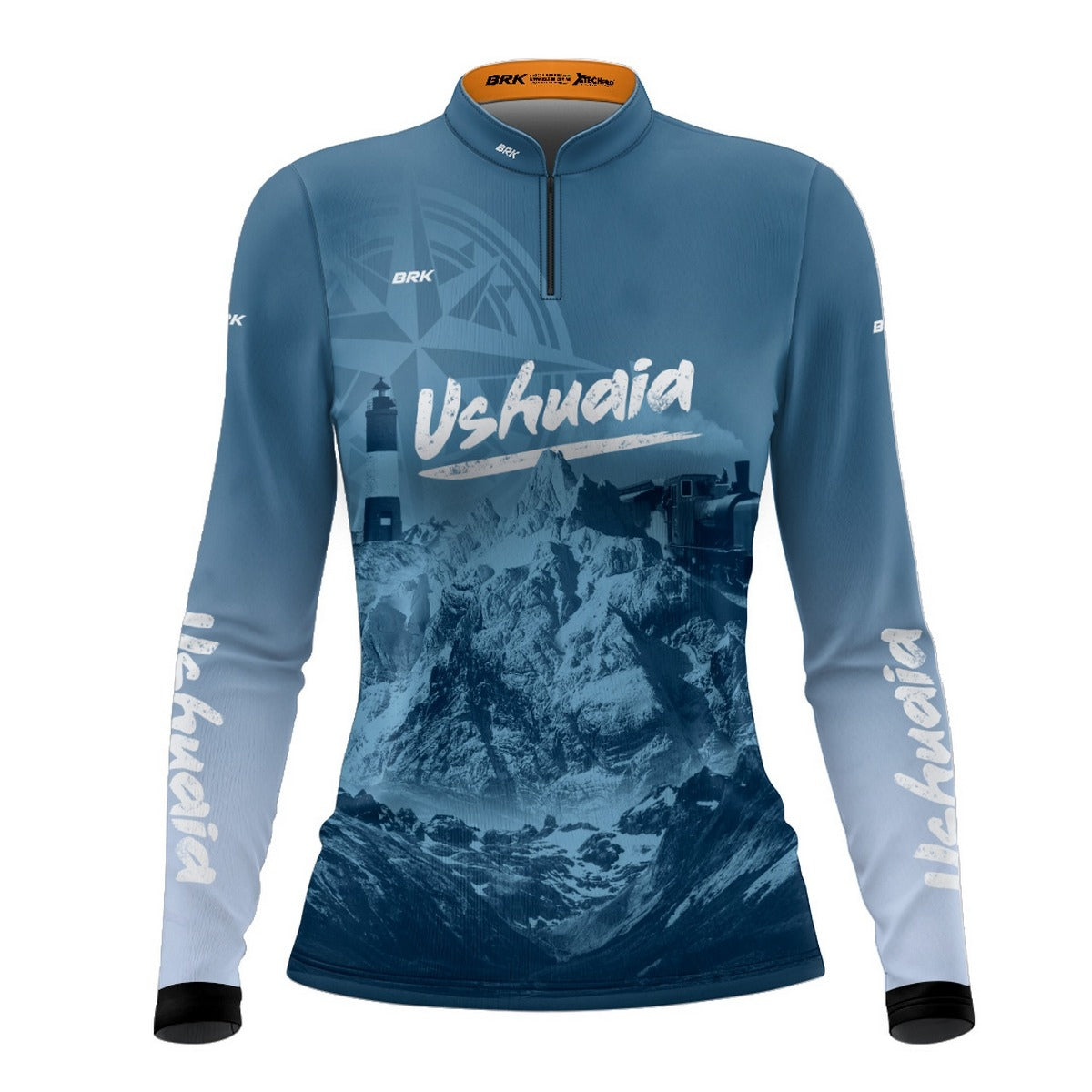 Camisa de Motociclismo Feminina Brk Expedição Ushuaia Azul com Proteção Solar UV50+