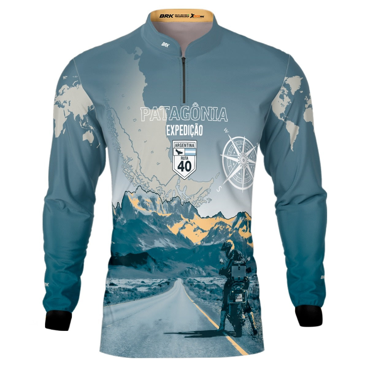 Camisa de Motociclismo Brk Expedição Argentina Patagônia com Proteção Solar UV50+
