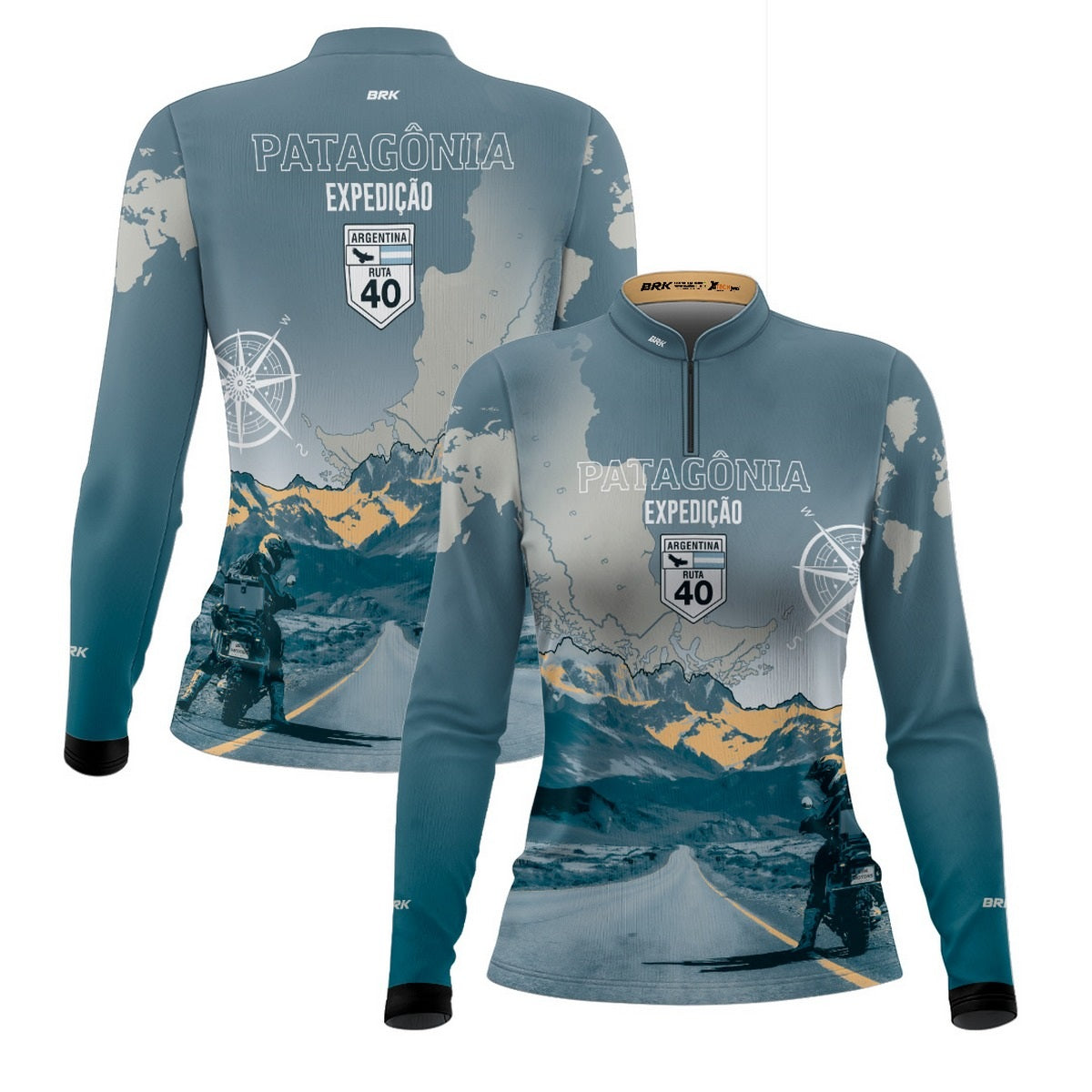 Camisa de Motociclismo Feminina Brk Expedição Argentina Patagônia com Proteção Solar UV50+